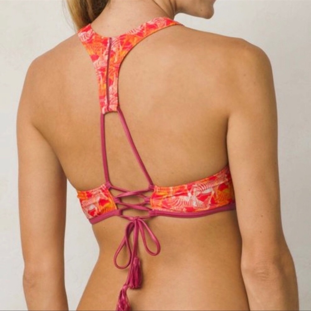 PRANA NWT Azra High Neck Bikini Top Pink Zebra Safari Print Small - Picture 6 of 9